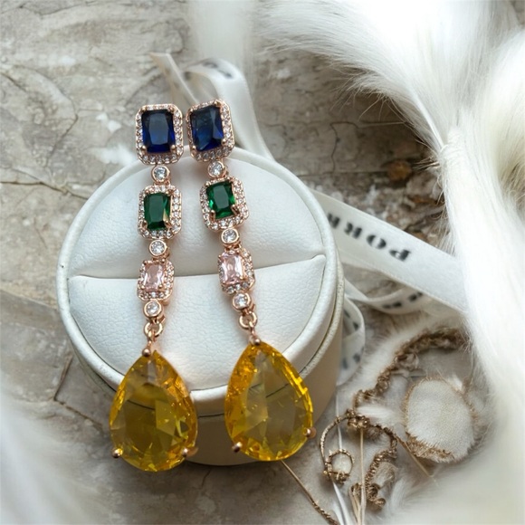 Jewelry - Chic Multicolor FASHION Gemstone Drop Earrings